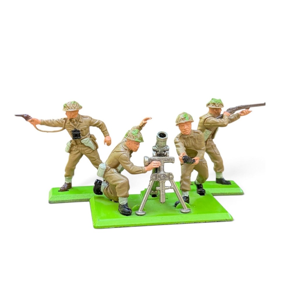 Britains Deetail Mortar Team British WWII Infantry Toy Soldiers Metal Base Lot 3 - Picture 15 of 16